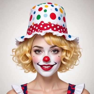 Cheerful clown with colorful hat
