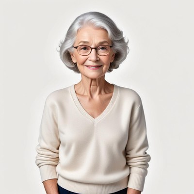 Smiling elderly woman in sweater