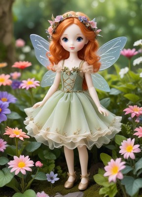Fairy doll in garden setting