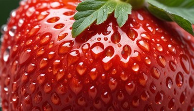 Fresh strawberry with water droplets