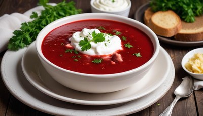 Delicious beet soup served warm