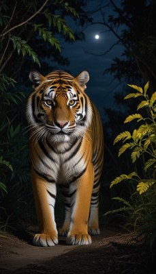 Majestic tiger at night