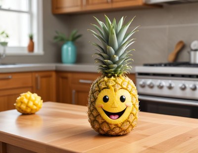 Pineapple with a smiling face
