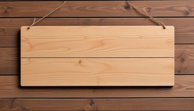 Wooden sign hanging on wall