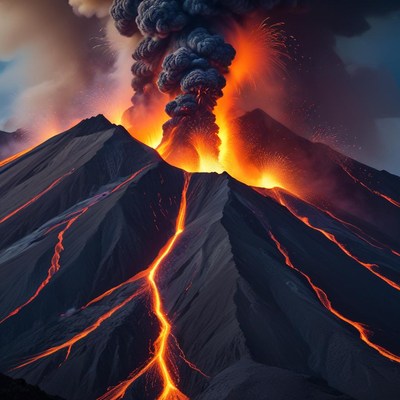 Volcanic eruption in dramatic display