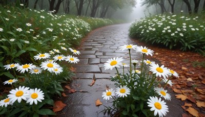 Pathway through floral mist