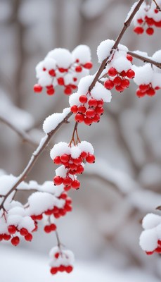 Winter berries covered in snow