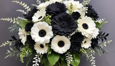 Elegant black and white flower arrangement