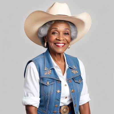 Smiling woman in cowboy hat