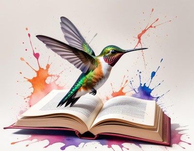 Hummingbird in a splash of colors