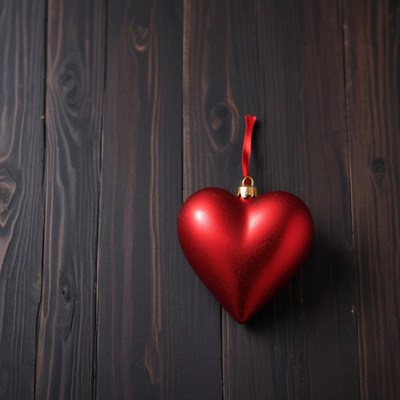 Bright red heart ornament hanging