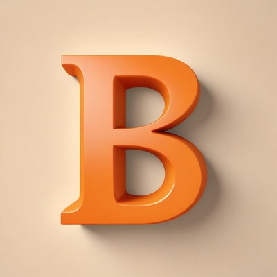 Bold orange letter against neutral background