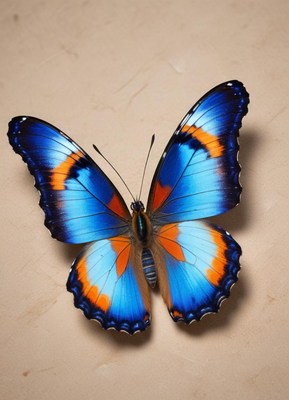 Colorful butterfly resting on surface