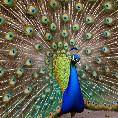 Colorful peacock in full display