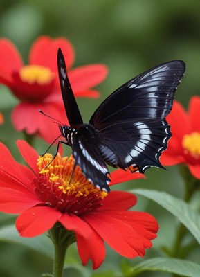 Butterfly feeding on bright flower