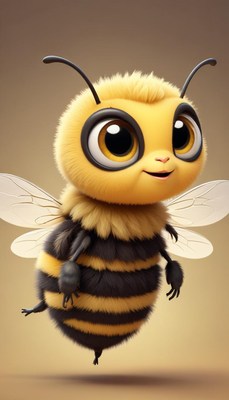 Cute cartoon bee character flying