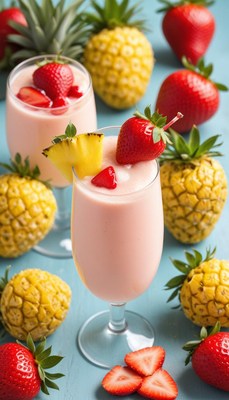 Tropical fruit smoothies beautifully served