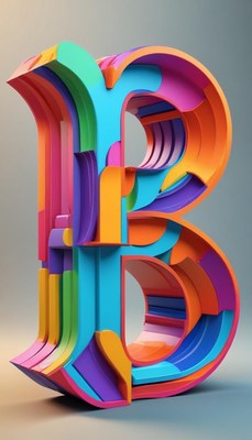 Vibrant 3d letter b sculpture display