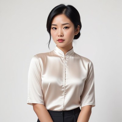 Elegant woman in silk blouse