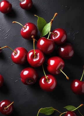 Fresh cherries on dark background