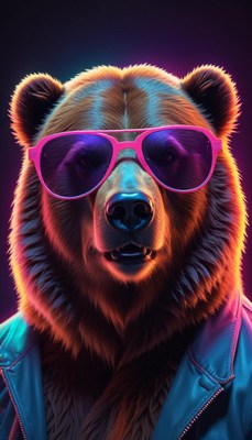 Cool bear wearing stylish sunglasses