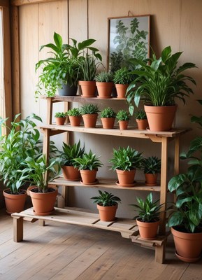 Indoor garden with potted plants