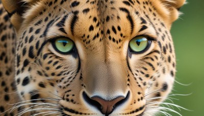 Closeup of a leopard in nature