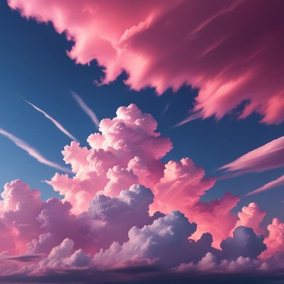 Sunset clouds fill the sky