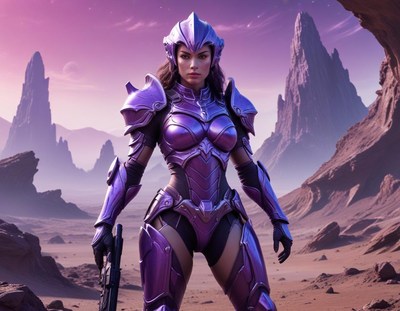 Powerful warrior in purple armor