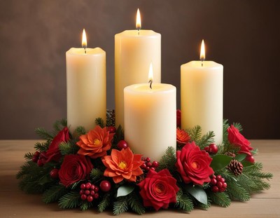 Elegant candle display for christmas
