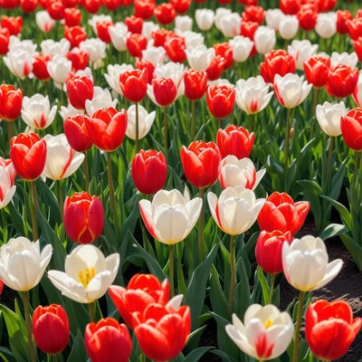 Vibrant tulip field in spring bloom