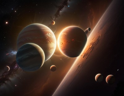 Beautiful planetary alignment in space