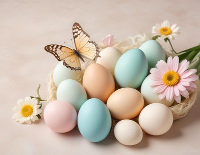 Easter eggs and butterfly arrangement