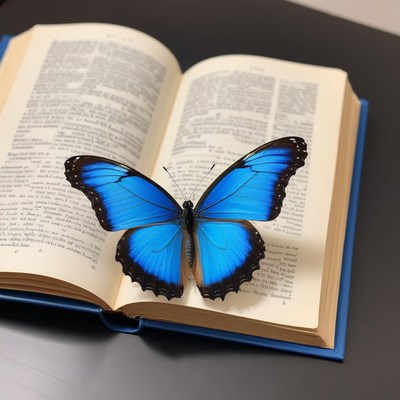 Butterfly rests on open book