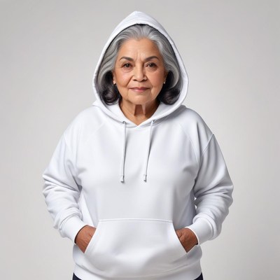 Elderly woman in casual hoodie