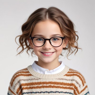 Young girl smiling with glasses