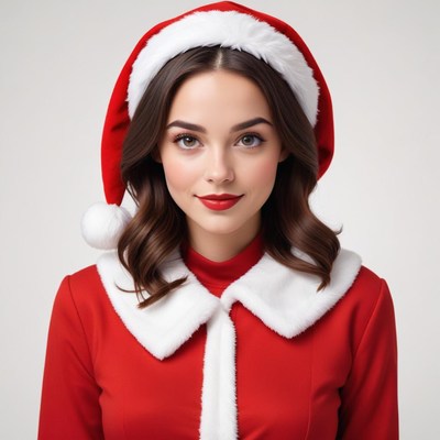 Festive woman in santa hat