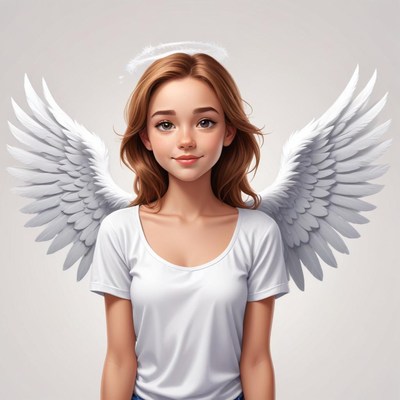 Young girl with angel wings