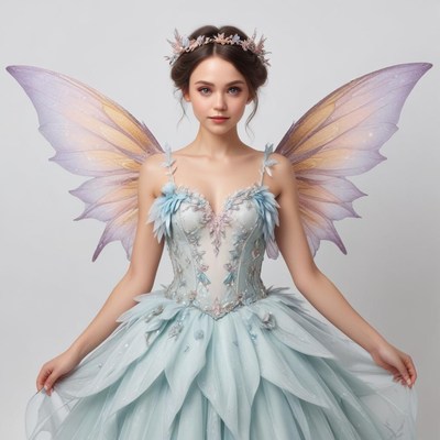 Elegant fairy in pastel gown