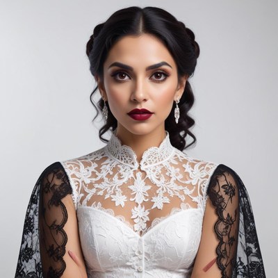 Elegant bridal portrait with dramatic styling