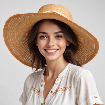 Smiling woman in sun hat