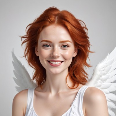 Portrait of a smiling woman with angel wings