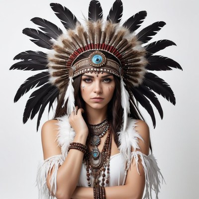 Model in striking native headdress