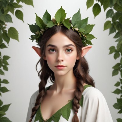 Elegant elf adorned with greenery
