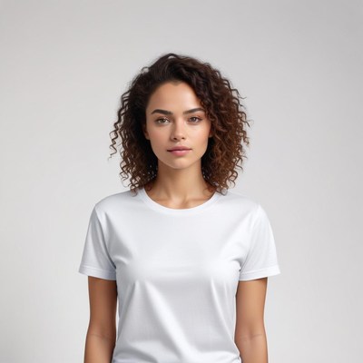 Confident woman in plain shirt