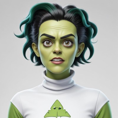 Greenhaired character with intense expression