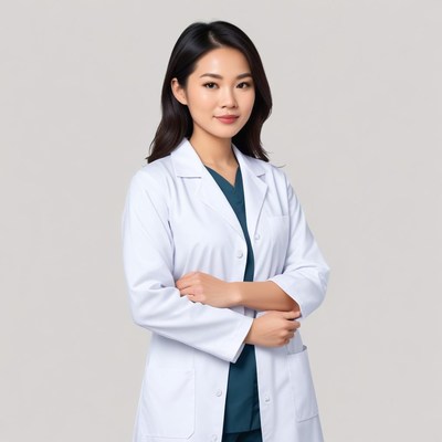 Confident doctor in white coat