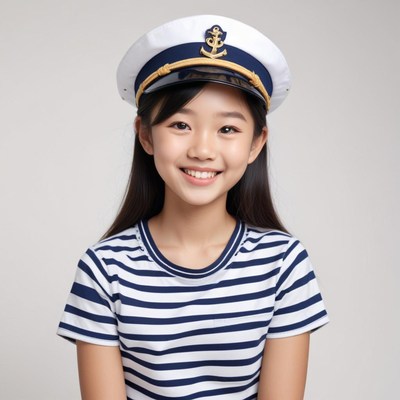 Smiling girl in nautical outfit
