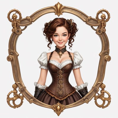 Young woman in steampunk attire