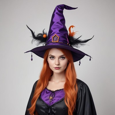 Witch costume with purple hat